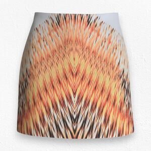 Guess White Orange Fiery Abstract Pencil Straight Mid Rise Skirt Size Medium